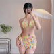 thumbnail image 1 of Bikini rosa con efecto Tie Dye para mujer, traje de baño Sexy con falda de malla y realce, conjunto de 3 piezas, cintura alta, 2024, 1 of 5