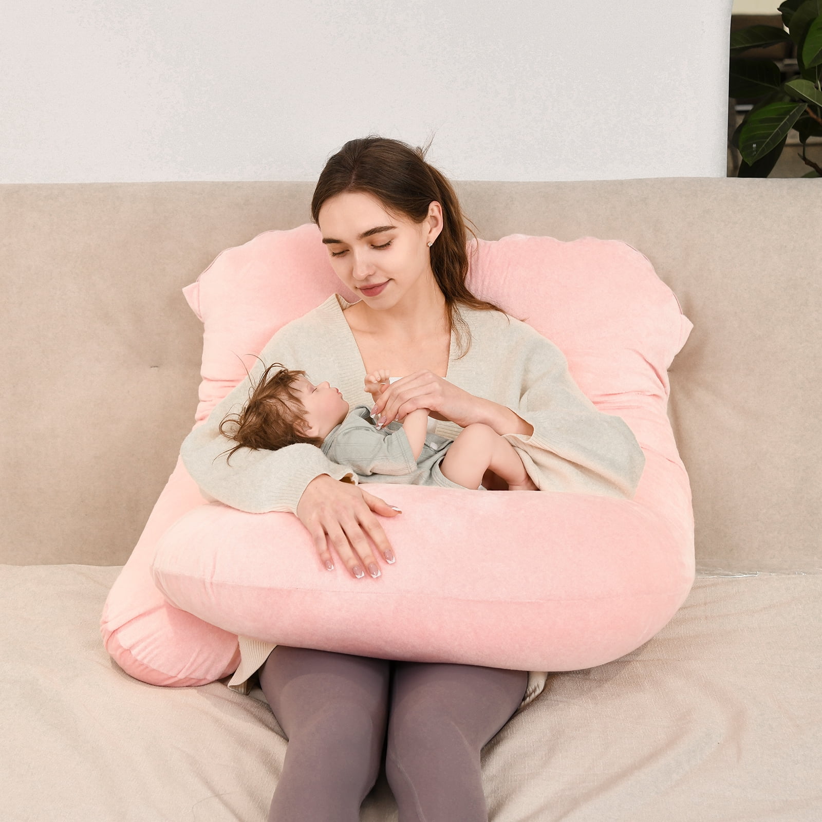 Maternity Pillow for Pregnant Women,57 Inch U-Shape Pregnancy Pillows for Side Sleeping,Relieves Back Pain, Leg & Belly Support, Comfort for Sleeping - Removable Velvet Cover (Blue)