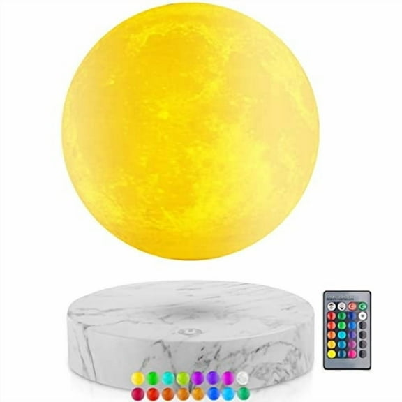 VGAzer Magnetic Levitation Moon Table Lamp，Floating and Rotating LED Multi-Color Night Light Levitate & Rotate，Cool Desk Decor Gadget , Unique Christmas Gifts
