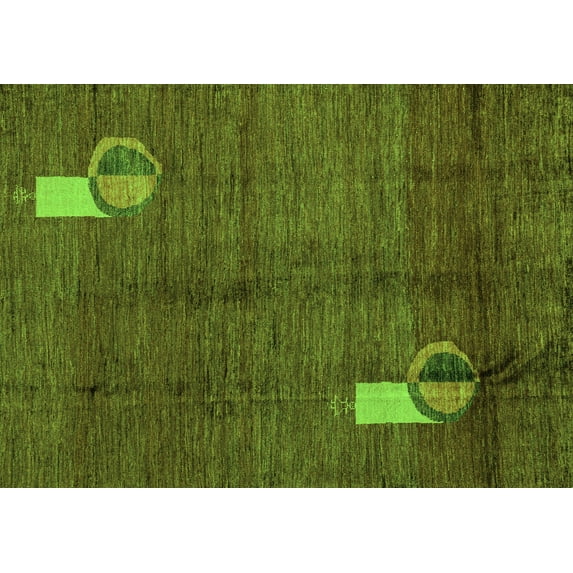 Ahgly Company Indoor Rectangle Abstract Green Modern Area Rugs, 4' x 6'