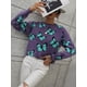 thumbnail image 1 of Suéter de mujer de punto holgado de talla grande con cuello redondo y estampado de mariposas de estilo europeo y americano para invierno, 1 of 6