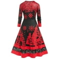 thumbnail image 2 of Rosegal Plus Size Christmas Snowflake Tree Print Lace Panel Midi Dress Red 4X, 2 of 4