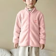 thumbnail image 2 of Toddler kid Fleece Jacket Boys Girls Lightweight Outerwear Full-zip Long Sleeve Fall Winter Coat 2-14 Years (13 Years, Pink), 2 of 4