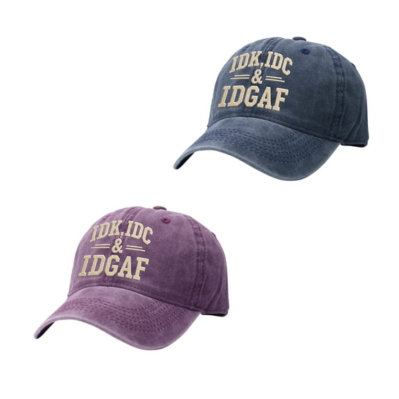 siminsem Vintage Washed Cotton IDK IDGAF Baseball Hat for Men Women Funny Embroidered Adjustable Dad Hat Distressed Cap Sarcastic Quote Casual Outdoor Streetwear, Dark Blue,One Size