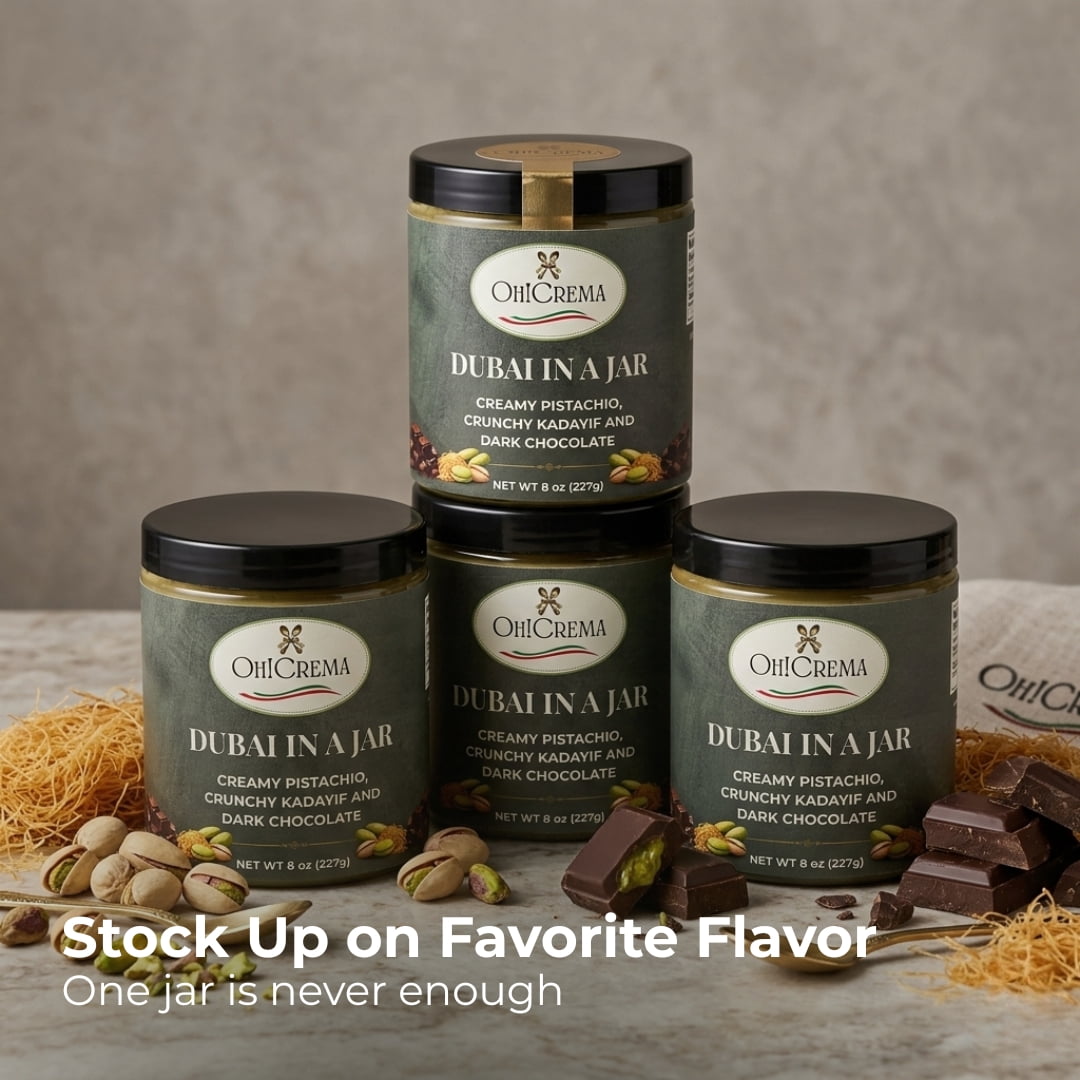 Oh! Crema Dubai in a Jar – Handcrafted - Creamy Pistachio with Kadayıf & Dark Chocolate