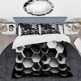 thumbnail image 2 of Designart "Monochrome Geometric Fusion II" Animals Bedding Covert Set - Abstract Geometric Black Abstract Bed Set With 2 Shams, 2 of 6