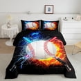 thumbnail image 2 of Feelyou Baseball Sports Boys Bedding Comforter Set, Blue Orange Twin Comforter Sets, Neon Gradient Lightning Reversible Bedding Set, Breathable Home Decor, 2 Pieces, 2 of 8