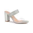 thumbnail image 1 of BLISSFUL STEP Women's Rhiness Heel Block Heels Slide Sandals Silver 9, 1 of 7