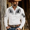 thumbnail image 2 of T Shirts for Men Long Sleeve Denim Western Style Button Comfort Modern Business Clothes for Men,White,3XL, 2 of 4