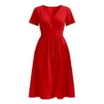 thumbnail image 6 of JTieacloth Casual Dresses for Women Short Sleeve V Neck Summer Dress Elastic Waist A-Line Dresses,Red, 6 of 6