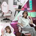 thumbnail image 6 of JKOOK Gaming Chair with Footrest, Multifunctional Desk Chair with Linkage Armrest, PU Leather, Video Game Computer Chairs with Lumbar Support, Study,Game,Office,JK08 (Pink), 6 of 16