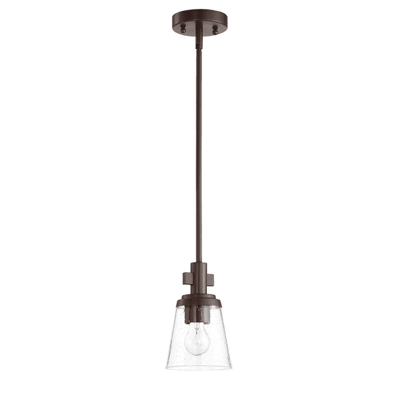 Sunset Lighting - F24010-64 - Riella 1Lt Mb Mini Pendant With Clear Seeded Glass Provincial Bronze