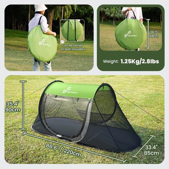 Pop-Up Mosquito Net Tent, Portable Foldable Mosquito Tent with Bug Screen Net Adults Kids for Camping Cot, 1 Person Camping Tent for Bed