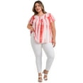 thumbnail image 2 of DARING DIVA Women's Plus Tie Dye V Neck Ruffle Sleeve Blouse 3X Orange, 2 of 5