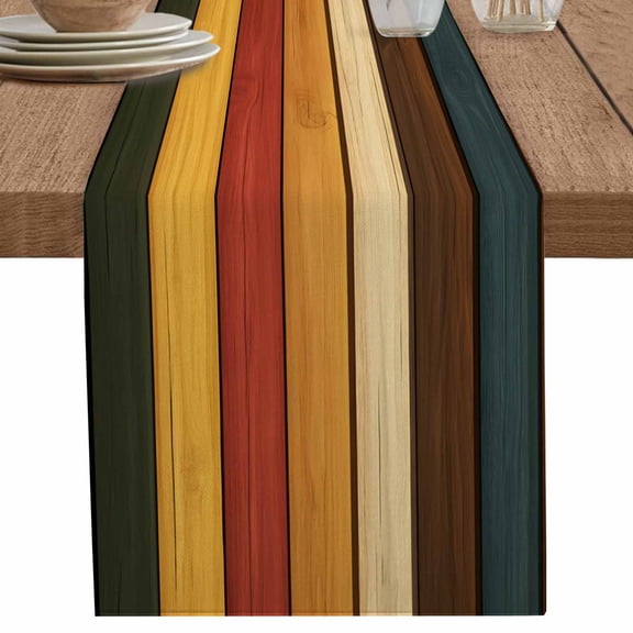 nqOlkjepod Vintage Table Runner 36 Inches Long Farmhouse Dress Scarves, Vintage Wooden Farmhouse Striped Dining Tablerunner for Coffee Table/Kitchen Island/Party Décor, Small 13" x 36"