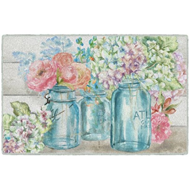 Brumlow Mills Colorful Flowers In Mason Jar Printed Rug Walmart Com Walmart Com