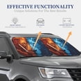 thumbnail image 4 of JUNZAN Red And Blue Fire Lion Pattern Car Windshield Sun Shade | Reflective Sunshade | Foldable 2-Piece Sun Shield Protect Your Car | Fits Sedans, SUVs, Hatchbacks-Small, 4 of 6