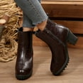 thumbnail image 7 of Heel Round Toe Mid Calf Boots with Side Zipper Fashion Booties for Fall and Winter Comfortable Wear, 7 of 7