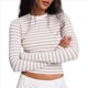 thumbnail image 2 of Camiseta Básica Informal de Larga con Cuello Redondo, Elástica y Acanalada para Mujer. Caqui S, 2 of 7