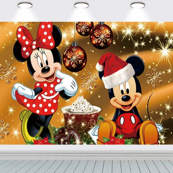 Mickey Christmas Poster Wall Decor Birthday Banner Backdrop Background Party Supplies Taspestry