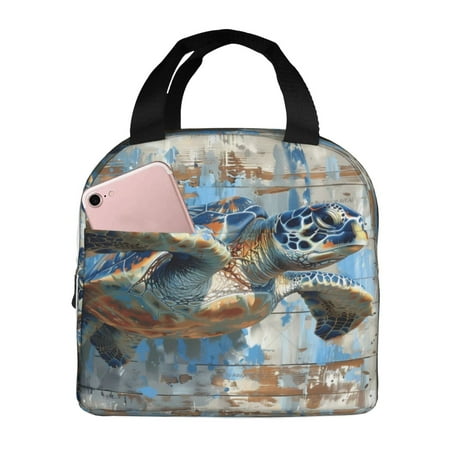 Insulated Lunch Bag for Women Men - Abstract Sea Turtle Leakproof Cooler Lunch Box for Women Men  Lunch Tote Bags for Work School Picnic Travel