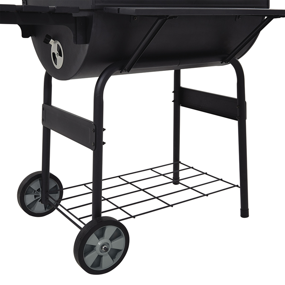 Portable Charcoal Grill and Offset Smoker, Stainless Steel BBQ Charcoal Grill with Wood Shelf, Thermometer, Wheels, Charcoal BBQ Grill for Outdoor Picnic, Patio, Backyard, Camping, JA2883 - image 4 of 6