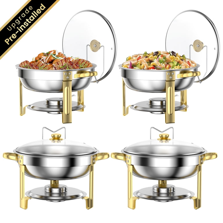 Tinana Round Chafing Dish Buffet Set 4-Pack Stainless Steel photo 1