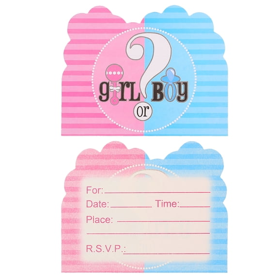 2 Pack Gender Reveal Card Printable Invite Cards Baby Suits Gift