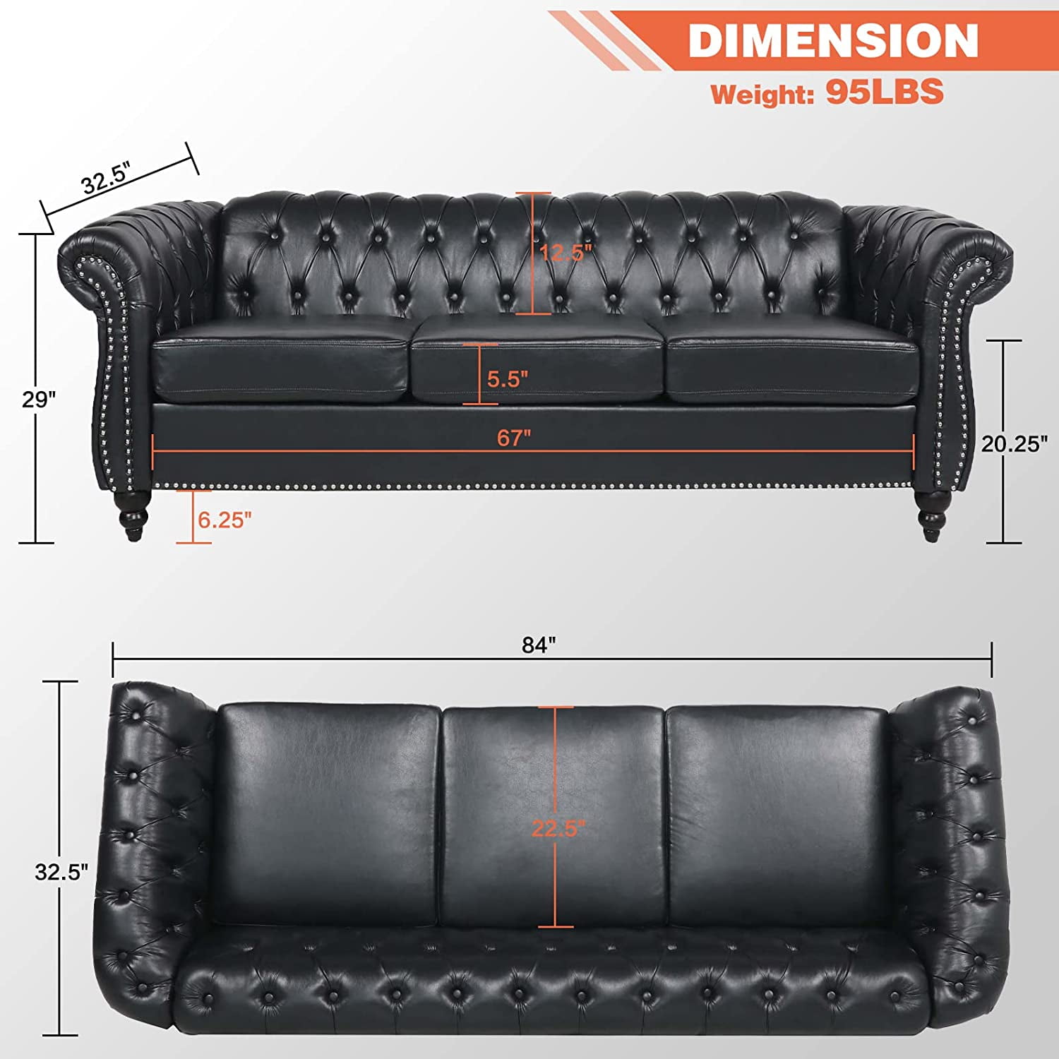 ピース　チェスターフィールド　アメリカ Amazon.com: Chesterfield 3 Seater Faux Leather Sofa, Button Tufted