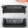 thumbnail image 3 of Chesterfield Sofas for Living Room, Rolled Arm 3-Seater Leather 84" Large Couch Deep Button Nailhead Tufted Black Upholstered Couches for Bedroom, Office Apartment (Black), 3 of 8