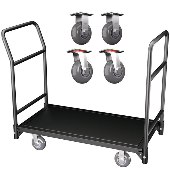 Flatbed Cart with Wheels, 2000 LBS Dolly Platform Truck, Flat Cart for Warehouse, Factory, Moving, Logistics & Home Use