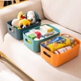 thumbnail image 6 of 4 Pack Plastic Storage Basket, Small Plastic Basket with Portable Handle, Kitchen Pantry Refrigerator Desktop Storage Boxes for Cabinet Freezer Bathroom Closet, 9.64*6.3*3.93 in, Blue, 6 of 7