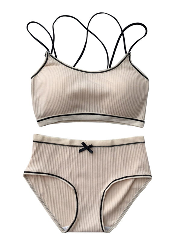 Fymall Women's Breathable Wire Free Beauty Back Tube Top Underwear Set ...