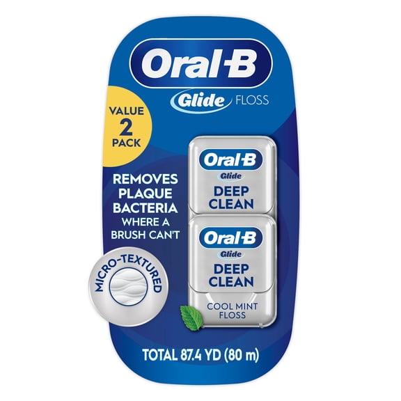 Oral-B Floss, Glide Deep Clean Cool Mint Dental Floss, Value 2 Pack (40m Each)