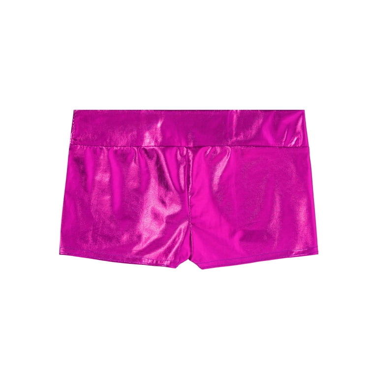 YEAHDOR Womens Metallic Shiny Booty Shorts Low Rise Push Up Shorts Rave  Party Pole Dance Hot Pants Hot Pink One Size