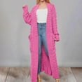 thumbnail image 2 of UJNDER Knitted Sweater Coat Long Cardigan Warm Winter Fashion Outerwear Casual Oversized Button Front Pocket Detail Winter Coats for Women Pink L, 2 of 5