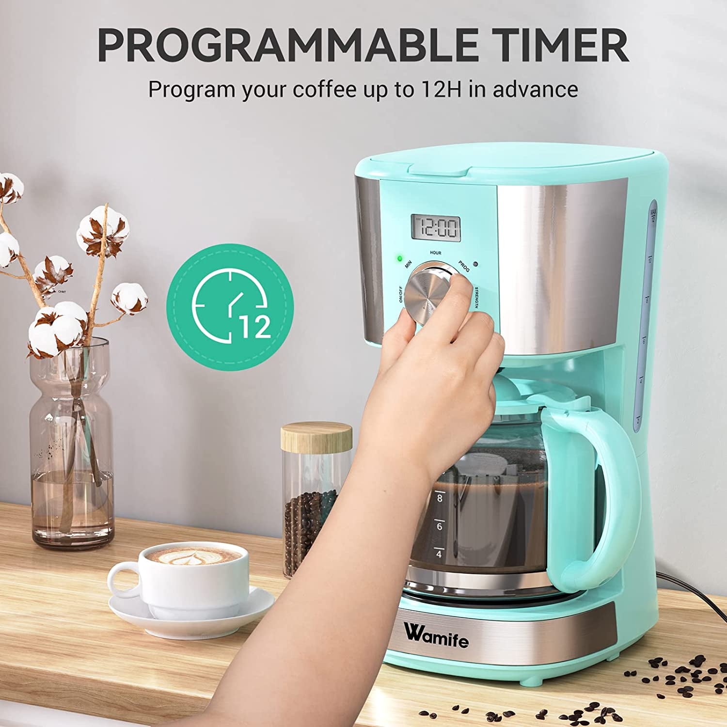 Wamife Coffee Machine with Milk Frother