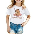 thumbnail image 2 of Suilloe Toddler Girls T-Shirt Short Sleeve Capybara Print Round Neck Tee Kids Girls Daily Wear School Outdoor Play Comfortable T-Shirts,8 -10 Years, 2 of 4