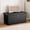 Black, variant on 30 Inches Storage Ottoman Bench, Foldable Foot Rest with Rivet Design, 15 x 30 x 15 Inches, End of Bed Bench Footstool, Storage Chest, Load up to 330 lb, for Living Room, Bedroom, Entryway, Oak Brown