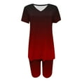 thumbnail image 4 of ZyeKqe Women's Summer 2 Piece Outfits Lounge Sets Short Sleeve V Neck Loose T Shirts Biker Shorts Tracksuit Set, 4 of 4