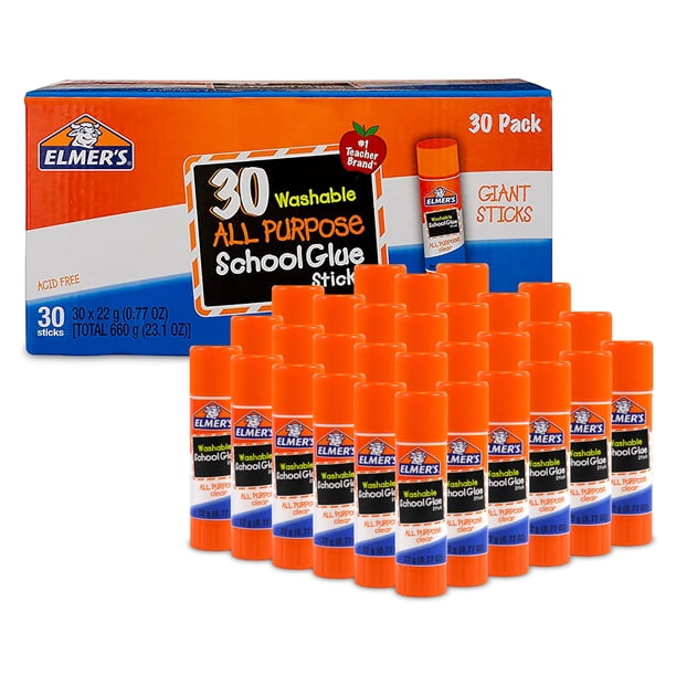 Barras de pegamento Elmer's, multiusos, lavables en la escuela, 22 g x 30
