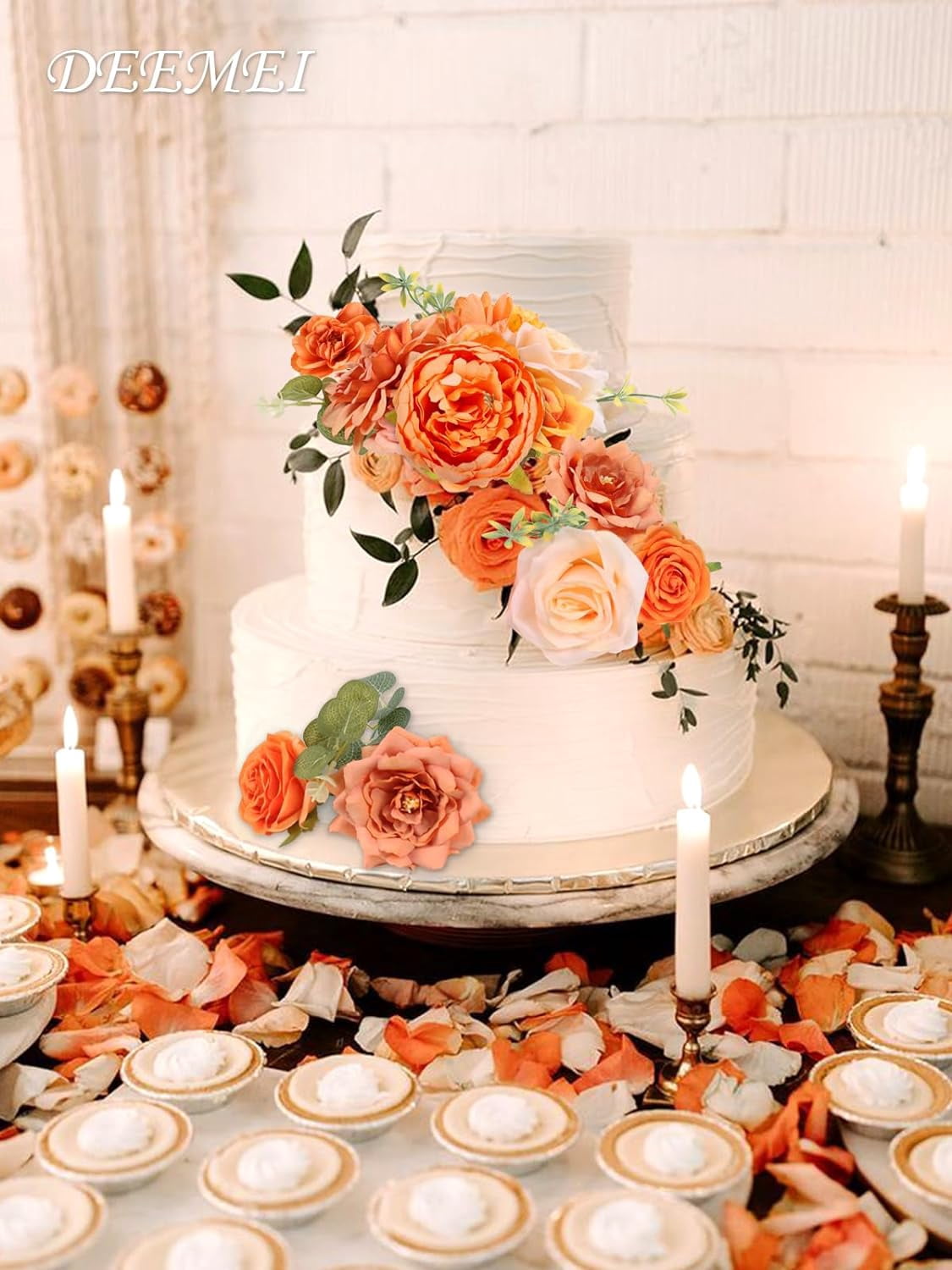 Artificial Flowers Combo Box Set Rose Silk Mix Peony Fake Flowers with Stems for DIY Bridal Wedding Bouquets Centerpieces Baby Shower Party Home Decorations Cream White