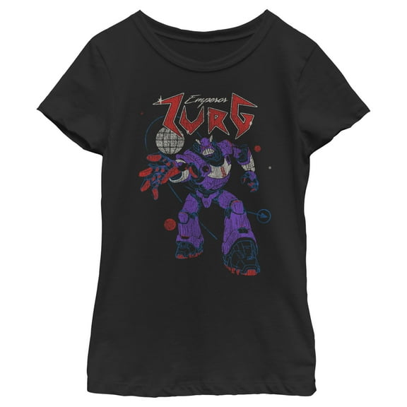 Girl's Lightyear Emperor Zurg Distressed  Graphic Tee Black Small