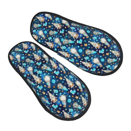

JUNZAN Ice blue old man cute winter Slippers for Women House Shoes Non Slip Indoor/Outdoor Pineapple And Cactus Designs-Large