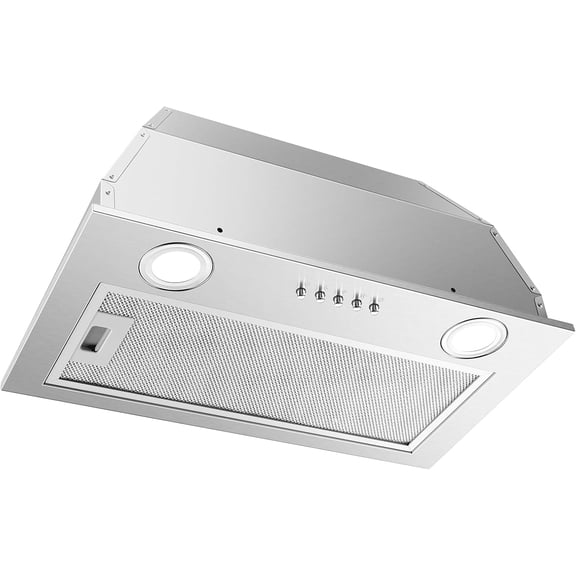 Range Hood Insert 20 Inch Built-in Kitchen Hood 600CFM Ducted/Ductless Convertible Vent Hood Insert with Mesh Filter, Push Button Control Stainless Steel Range Hood 3 Speed Fan