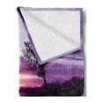 thumbnail image 2 of Landscape Soft Flannel Fleece Throw Blanket, Abstract Composition Shade Skies and Tree Silhouettes Nature at Sundown, Cozy Plush for Indoor and Outdoor Use, 70" x 90", Lavender Black, by Ambesonne, 2 of 5