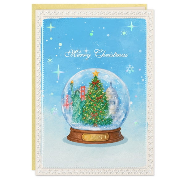 WaaHome 2025 Merry Christmas Card - Iridescent Laser Design Christmas Card with Envelope Gold Foil Xmas Gift for Family Friends Coworkers(5x7 Inch)