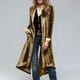 thumbnail image 2 of Blusa de terciopelo dorado con escote en V para mujer, ideal para fiestas informales, con abertura en la espalda y bolsillos, mezcla de poliéster y elastano, ideal para usar en casa o por la,, 2 of 9