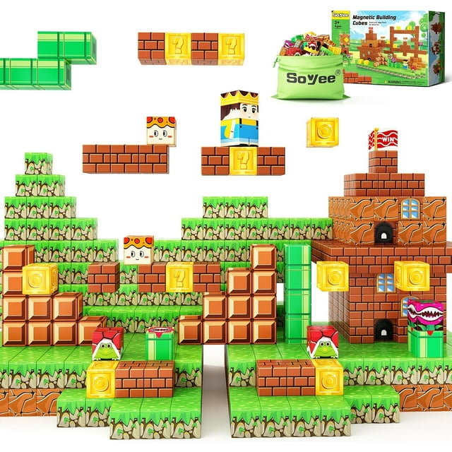 Juego de construcción de bloques magnéticos - Cubos sensoriales de Minecraft para niños y niñas | Las mejores ideas de regalo para niños de 3 a 12 años