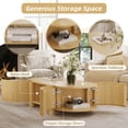 thumbnail image 3 of GZXS 47" Oval Fluted Coffee Table with Storage, Solid Rubber Wood Coffee Table with 4 Doors and Open Shelf, Modern Center Table for Living Space, Natural, 3 of 9